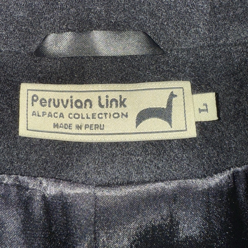 Peruvian Link Collection Baby Alpaca Wool Large Jacket Black Made In Peru RARE - Picture 6 of 8